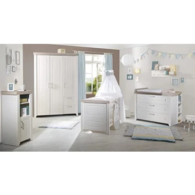 Abbildung von roba® Babyzimmer Komplettset Felicia, Gitterbett, Wickelkommode, 3 türiger Schrank, umbaubar