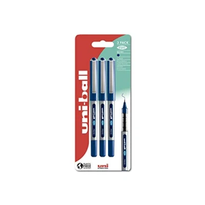 Abbildung von uni ball Eye Micro UB 150 Tintenroller, Blau, 3 Stück, kunststofffreie Verpackung