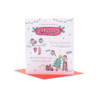Abbildung von UK Greetings Weihnachtskarte für Mama Gekritzeltes Gedicht