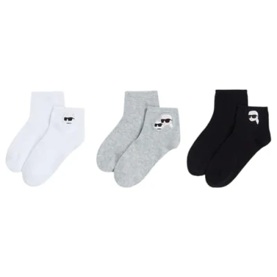 Abbildung von Karl Lagerfeld B.V Men&#039;s Ikon Short (3 Pack) Socks Multi Pack, Schwarz/Weiß/Grau, 35 38 (3er