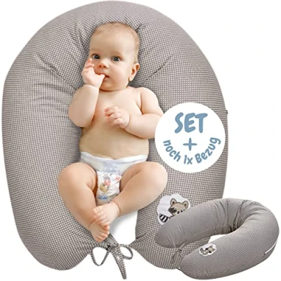 Abbildung von sei Design Stillkissen Set 170x30 cm + 1X extra Baumwollbezug, chwangerschaftskissen Seitenschläferkissen Komfortkissen Erwachsene, Babynestchen ergonomisch Neugeborene Baby Kissen
