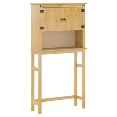 Abbildung von vidaXL Waschmaschinenschrank, Badschrank 1 Fach 2 Ablagen, Waschmaschinenregal mit Metallgriff, Toilettenschrank Toilettenregal, Massivholz Kiefer