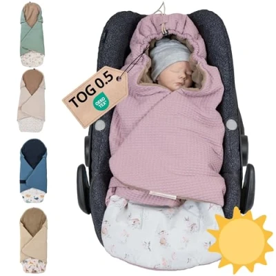 Abbildung von ULLENBOOM Einschlagdecke Babyschale Sommer, Aus 100% OEKO TEX Materialien Märchenwald (Made in EU) Decke für &amp; Kinderwagen, gängige Kindersitze, ideal 0 bis 9 Monate