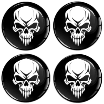 Abbildung von Biomar Labs 4 x 45mm 3D Silikon Aufkleber Für Radkappen Nabenkappen Radnabendeckel Rad Nabendeckel Schädel Totenkopf Schwarz V 44