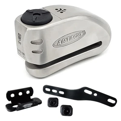 Abbildung von Artago 32S2 Pack Bremsscheibenschloss mit Alarm 120db Hohe Sicherheit + Halterung für Yamaha MT 07 und Tracer 700, SRA Homologiert