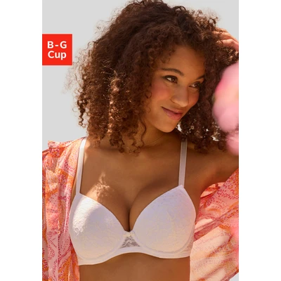 Abbildung von Vivance Push up BH mit Bügel aus zarter Spitze in blumiger Optik, sexy Dessous