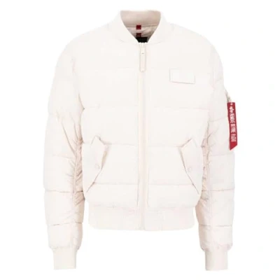 Abbildung von Alpha Industries MA1 Puffer Bomber Bomberjacke, Herren, Größe: Large, Jet stream white
