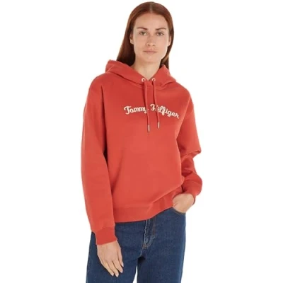 Abbildung von Tommy Hilfiger Damen Hoodie mit Kapuze, Rot (Terra Red), XXL