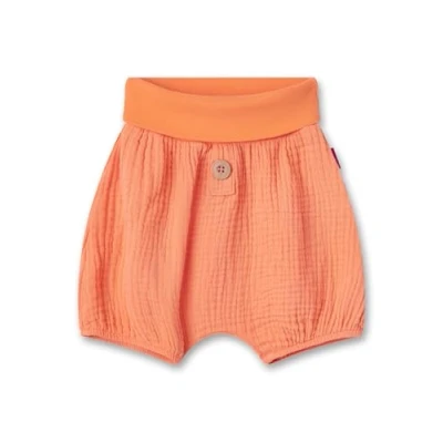 Abbildung von Sanetta Mädchen Shorts Orange Praktische und bequeme Musselin aus Bio Baumwolle für Mädchen. Hose mit Umschlagbund Knopfleiste Baby Bekleidung