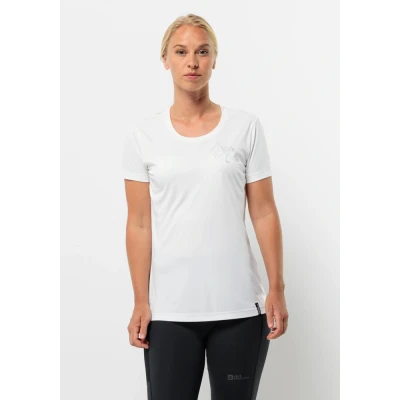 Abbildung von Jack Wolfskin PEAK Graphic Sport Tshirt, Damen, Größe: Large, Stark white