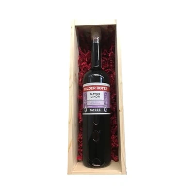 Abbildung von Sasse Milder Roter Heidelbeerlikör 700ml 17% vol Edler Naturlikör in stilvoller Holzbox Original aus der Feinbrennerei