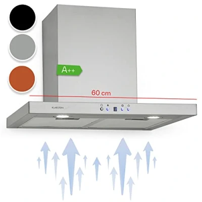 Abbildung von Klarstein Limelight Dunstabzugshaube Edelstahl Wandhaube, Abzugshaube mit 3 Leistungsstufen, 600 m3/h, Digitalanzeige, LED Beleuchtung, 64 dB, 60 cm Breite, silber