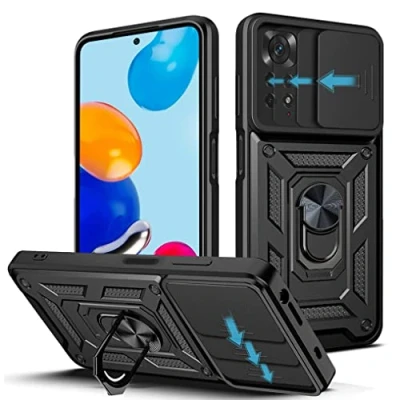 Abbildung von ND LOCLOUD Schutzhülle für Xiaomi Redmi Note 11 / 11S 4G, Kameraschutz, mit Schiebelinse, Abdeckung und Ringhalter, aus hartem PC TPU, Silikon, stoßfest, Kratzfest