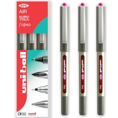 Abbildung von uni ball Eye UB 157 Tintenroller, 0,7 mm Spitze, in Geschenkverpackung, Rosa, 3 Stück