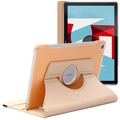 Abbildung von ebestStar Hülle für Huawei MediaPad M5 10.8 Tablet 10.8, Drehbar Schutzhülle, PU Lederhülle, Rotierende Ständer Etui, Rotating Case Cover, Gold