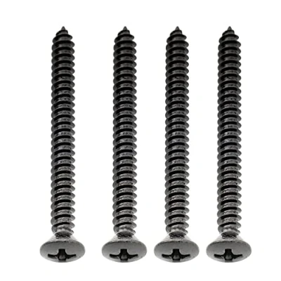 Abbildung von Musiclily Ultra 4x45mm Edelstahl Halsplatte/Tremolo Federkralle Schrauben für E Gitarre Bass,Schwarz (4er Set)