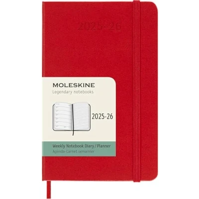 Abbildung von Moleskine 18 Monate Wochen Notizkalender 2025/2026, P/A6, 1 Wo = Seite, Rechts linierte Fester Einband, Scharlachrot