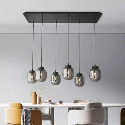 Abbildung von Fischer &amp; Honsel Pendelleuchte, Regi schwarz matt Glas rauchfarben D: 18,00 cm Ausl. Decke: 140,00 1x E27 max. 40,0 Watt 60893