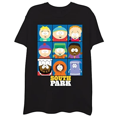 Abbildung von South Park Herren Character Group Kenny, Eric, Stan, Kyln, Chef T Shirt, Schwarz, S