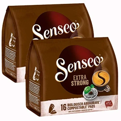 Abbildung von Senseo Kaffeepads Extra Kräftig / Strong, Intensiver und Vollmundiger Geschmack, Kaffee, neues Design, 2er Pack, 2 x 16 Pads