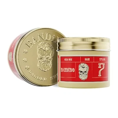 Abbildung von BANDIDO Aqua Hair Wax Red 7 Starker Halt Haarwachs Männer mit Glänzendem Fixiereffekt Modellierende Haar Pomade Herren für einen Mutigen Stil Fiber Intensiver Glanz 125ml