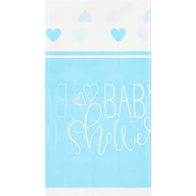 Abbildung von Babyparty Tischdecke Herzen blau 137 x 213 cm