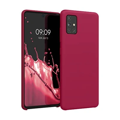 Abbildung von kwmobile Hülle kompatibel mit Samsung Galaxy A51 Silikon Handy Case Handyhülle weiche Oberfläche kabelloses Laden Sweet Cherry