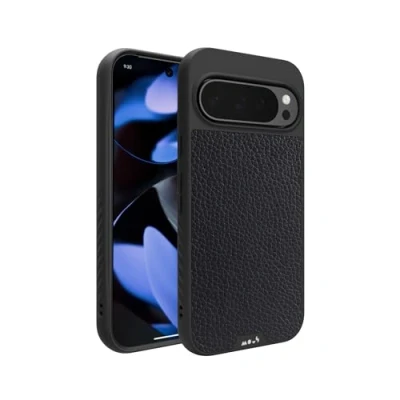 Abbildung von Mous Hülle für Google Pixel 9 Pro XL MagSafe Kompatibel Case Limitless 5.0 Schwarzes Leder Handyhülle Schutzhuelle