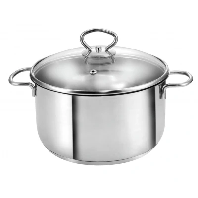 Abbildung von Kopf Fleischtopf Merkur 20 cm, Edelstahl, Ø Höhe 9,5 2,5 Liter, Induktion, inkl. Glasdeckel