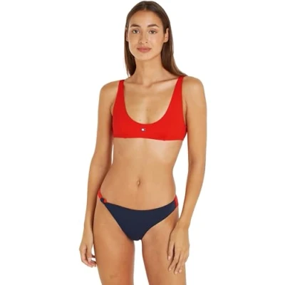 Abbildung von Tommy Jeans Heritage Scoop Bralette Bikinitop, Damen, Größe: XL, Hot heat