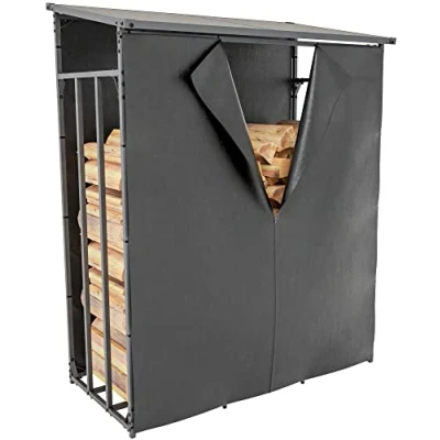 Abbildung von CLP Kaminholzregal Ruston Aluminium, BxTxH:130x70x165 cm, mit Plane