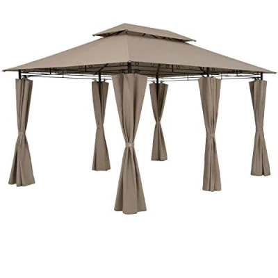 Abbildung von Casaria® Pavillon Topas 3x4m Metall Wasserabweisend UV Schutz 50+ mit Seitenteile Stabil Gartenpavillon Luxus Modern Taupe