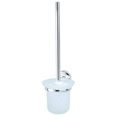Abbildung von Fackelmann Toilettenbürste mit Halter VISION, WC Garnitur, Bürste verchromter Wandhalterung (Farbe: Silber/Milchig), Menge: 1 Stück