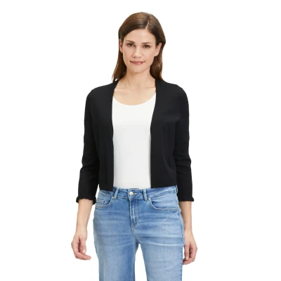 Abbildung von Cartoon MIT RÜSCHEN Strickjacke, Damen, Größe: 42, Schwarz