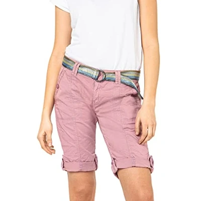Abbildung von FRESH MADE Damen Bermuda Shorts mit glänzendem Gürtel Dark Rose M