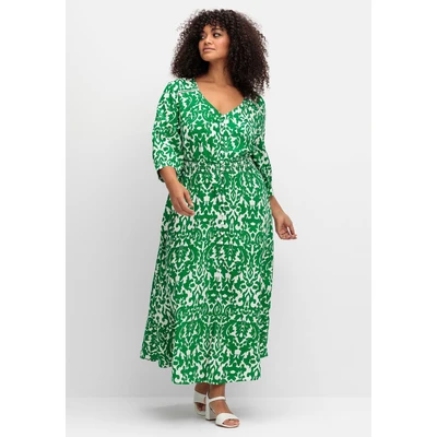 Abbildung von Sheego Maxikleid, Damen, Größe: 40, Grün offwhite
