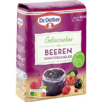 Abbildung von Dr. Oetker Gelierzucker für Beeren Konfitüre, 7er Pack (7 x 500 g, fertiger Gelierzucker, zum Selbermachen von Konfitüren &amp; Gelees aus verschiedenen Beeren, vegan