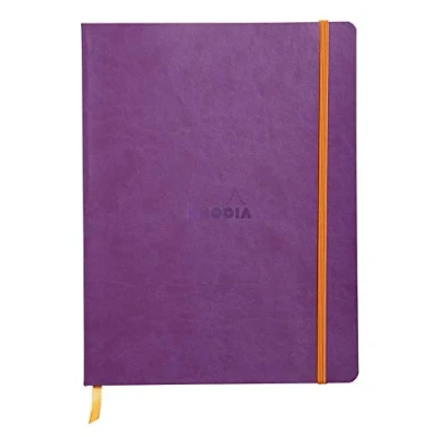 Abbildung von Rhodia 117560C Notizheft Rhodiarama mit weichem Umschlag, dot grid, 80 Blatt, 90 g elfenbeinfarbenes Papier, 190 x 250 mm, Lesezeichen, Innentasche,1 Stück,violett
