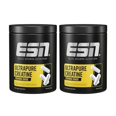 Abbildung von ESN Ultrapure Creatine Monohydrate, 2 x 300 Kapseln, 200 Portionen, Kreatin, mikrofein &amp; optimal löslich, vegan made in Germany