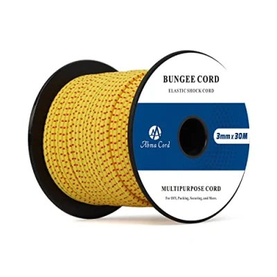 Abbildung von Abma Cord Gummiseil Expanderseil 3mm 30M Gummischnur UV Beständig Planenseil 100% Dehnung Spannseil für Plane, Anhängerplane, Sonnensegel, Zelte, Banner Gelb &amp; Rot