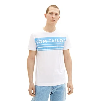 Abbildung von TOM Tailor Printed Tshirt print, Herren, Größe: Large, White