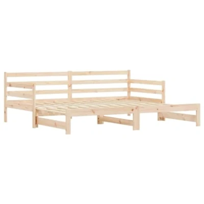 Abbildung von vidaXL Tagesbett, Ausziehbar Schlafsofa mit Stauraum, Bettsofa Gästebett für Schlafzimmer Wohnzimmer, Sofa Bett Ausziehbett, 90x200 cm Massivholz Kiefer