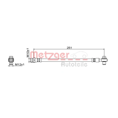 Abbildung von METZGER 4111830 Bremsschläuche Hinterachse links, rechts 251 VOLKSWAGEN: Golf 7 Schrägheck, SKODA: Octavia 3 Combi, SEAT: Leon III ST