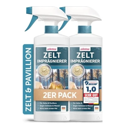 Abbildung von PLINTEX® 2x580ml Zelt &amp; Pavillon Imprägnierung Imprägnierspray für Zelte, Markisen, Sonnenschirm oder Pavillons effektiver Flächen Nahtdichter Zelte dermatologisch getestet atmungsaktiv