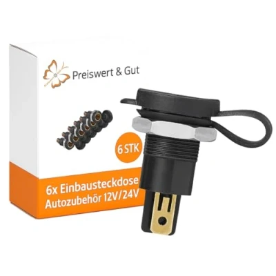 Abbildung von 6 x Einbau Steckdose 12V / 24V DIN 16A KFZ Boot Ladegerät PKW Motorrad LKW (6)