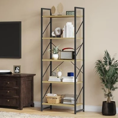 Abbildung von YITAHOME Bücherregal mit 5 Ebenen，Industrielles Standregal Aufbewahrungsregale für Wohnzimmer Bücher Schlafzimmer Büro Küche Zeitschriften,60 x 30 158 cm