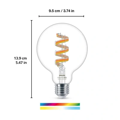 Abbildung von WiZ Tunable White und Color LED Lampe, Globe, E27, 60W, dimmbar, warm bis kaltweiß, 16 Mio, Farben, smarte Steuerung per App/Stimme über WLAN