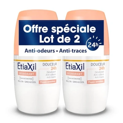 Abbildung von ETIAXIL Deodorant schwach Achseln 24 Stunden Roll On hergestellt in Frankreich 50 ml 2 Stück