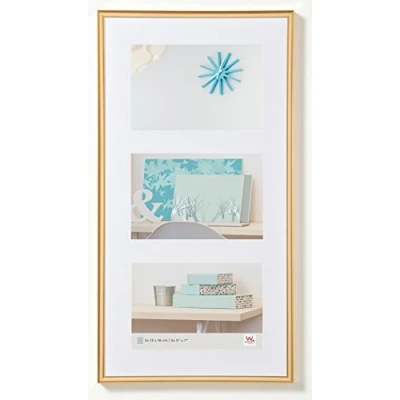 Abbildung von walther design Bilderrahmen gold 3x 13x18 cm Galerie mit Passepartout, New Lifestyle Kunststoffrahmen KV338G