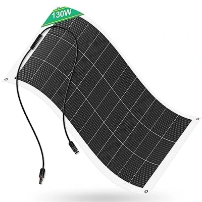 Abbildung von ECO WORTHY 130W 12V Solarpanel Flexibel Monokristallines Solarpanel, Solarmodul mit Ladekabel für Wohnmobil Auto Boot Batterien